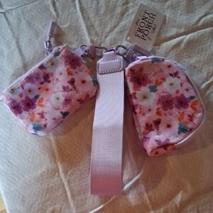 Front Porch Kids Pink Floral Wristlet & Matching Coin Pouch Set